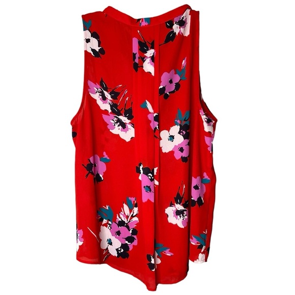 41 HAWTHORN Stitch Fix Red Floral Breyson Pleat Detail Blouse Sz L - Picture 2 of 5